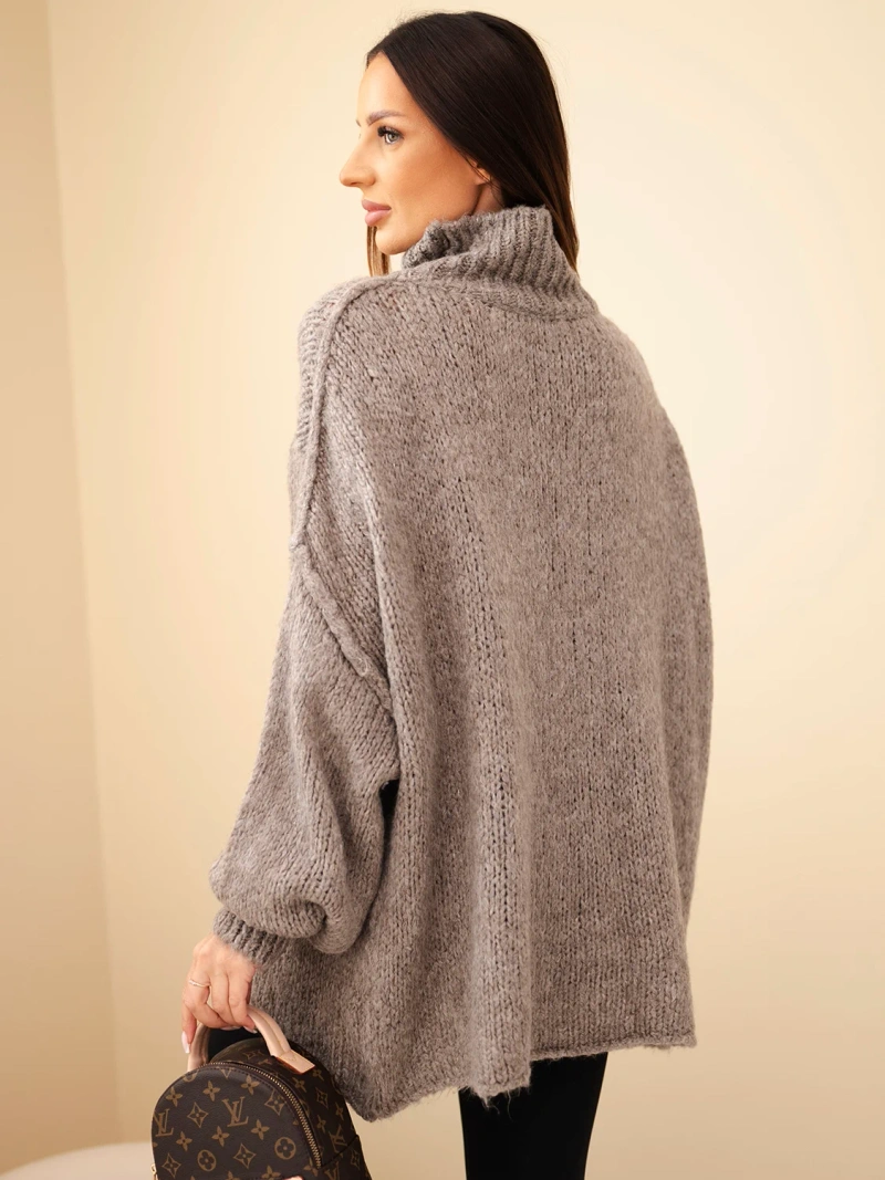 Women's oversized sweater with wool blend, turtleneck, and wide sleeves fango