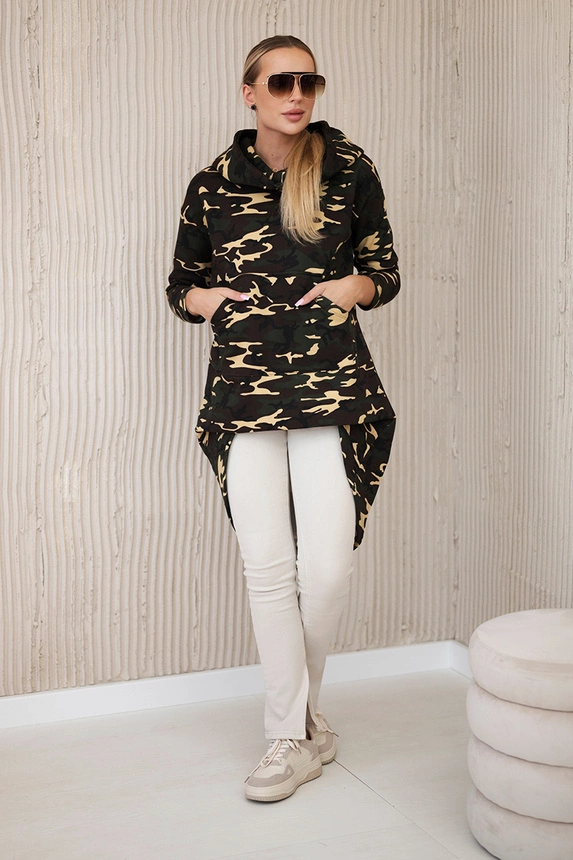 Moro Sweatshirt mit langem Rücken khaki+braun