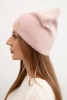 Classic women's hat made of alpaca with a decorative plate powder pink