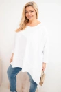 Moteriška Plus Size tunika iš medvilnės su asimetrine apačia balta