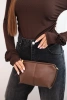 Women's ribbed blouse with side gathering brown