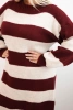 Dámská pletená sukni Plus Size pruhovaná bordó