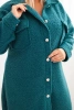 Plus Size women's coat with wool, buttoned, with pockets and collar, sea green