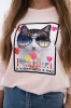 Bluse mit 3D Katzengrafik puderrosa