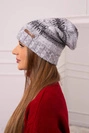 Čapica s fleece Monika K256 čierna+šedá