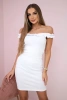 Off-the-shoulder dress with frills white