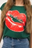 Lippenprint Bluse grün