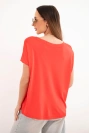 Women's oversized viscose blouse with short sleeves and a round neckline red