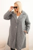 Plus Size women's coat with wool and a large collar gray