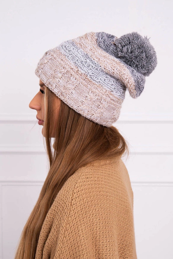 Cap with fleece Pola K267 gray+beige