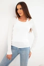 Damen-Baumwollbluse zweiteilig mit Top und Langarmbluse ecru