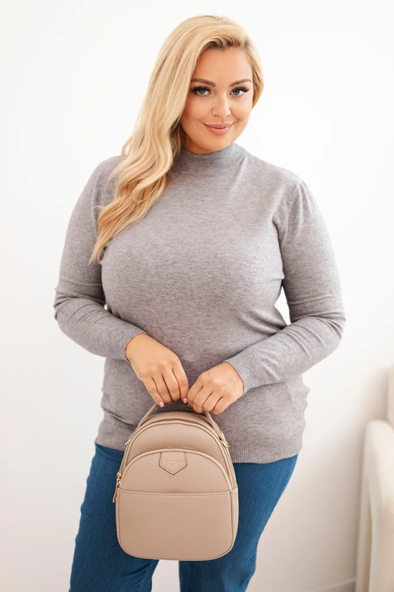 Women's Plus Size Viscose Sweater with Turtleneck gray