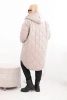 Women's Plus Size quilted winter jacket with a hood dark beige