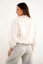 Women's cotton cover-up with ruching and tie fastening beige