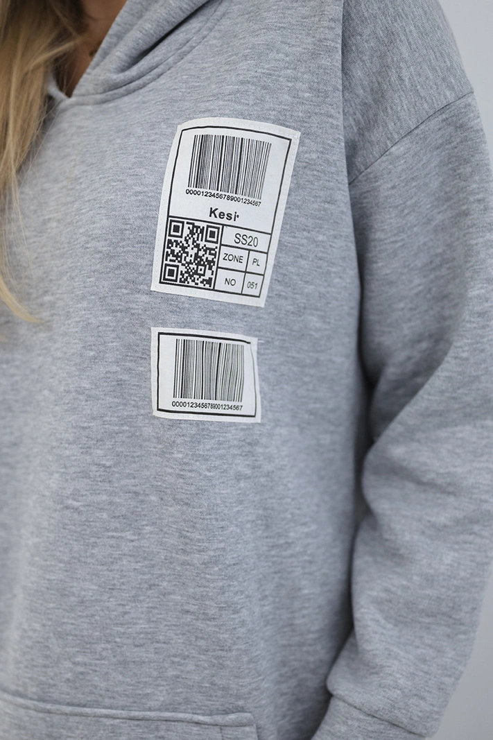 Hooded sweatshirt with patches gray
