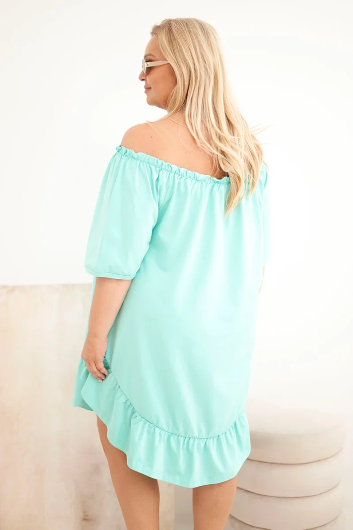 Women's Plus Size cotton dress with ruffle mint