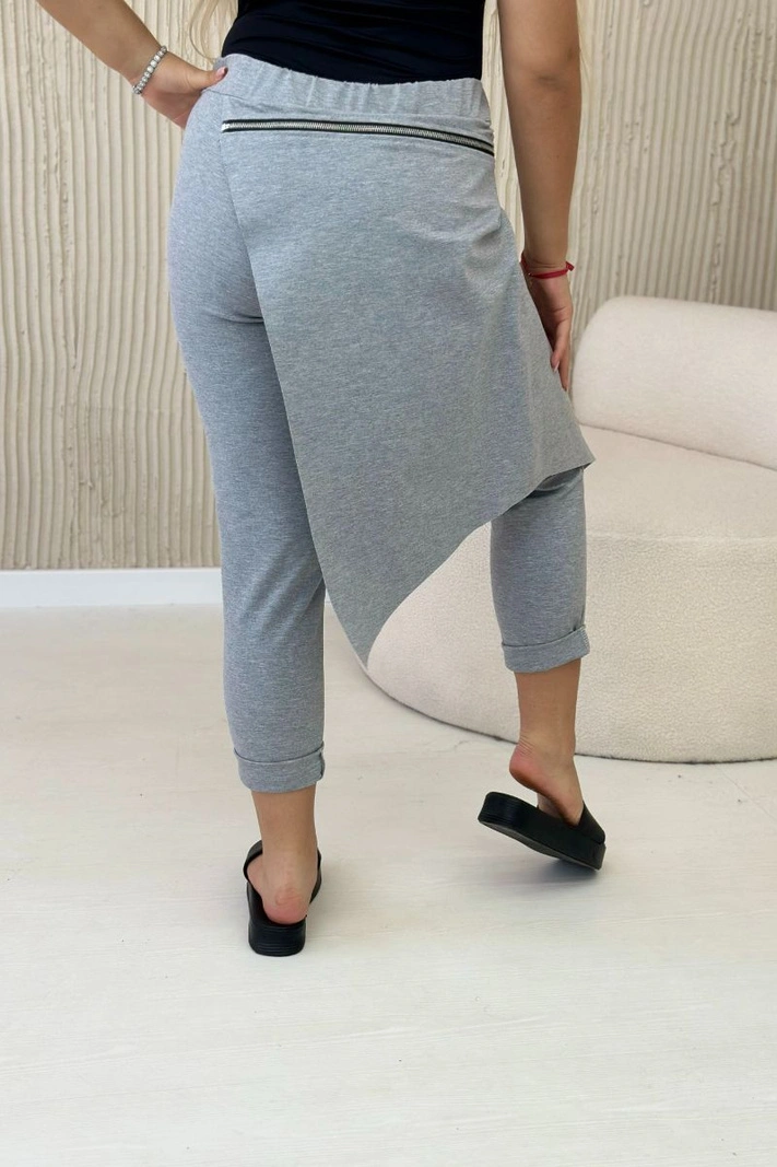 Punto Milano Winterhose mit dekorativem Reißverschluss grau