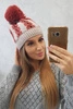 Cap with a pompom Rozalia K323 red+beige