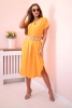 Dress with a decorative belt orange