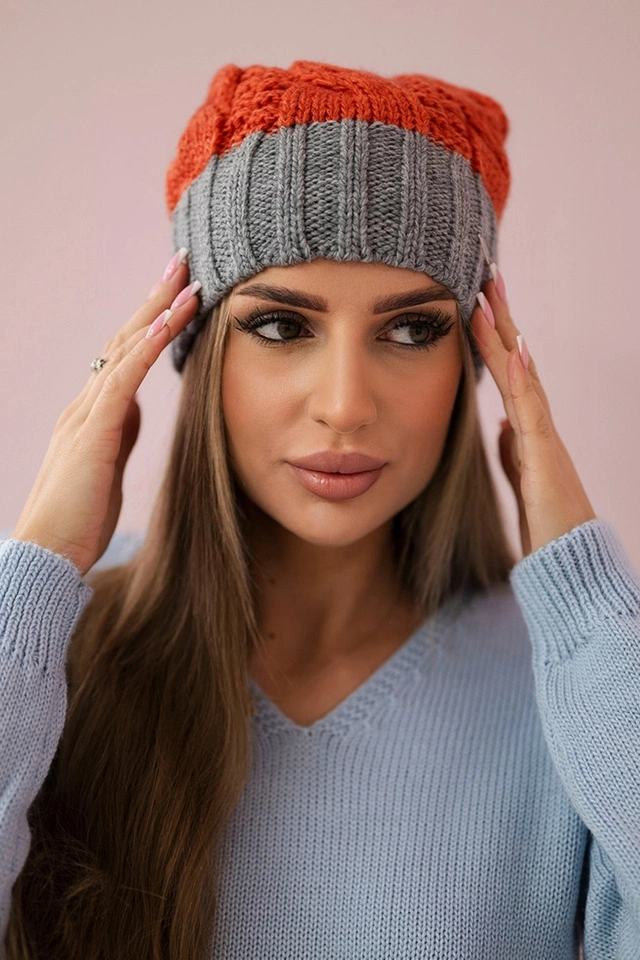 Czapka z polarem Paris K212 rudy+szary