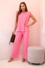 Damen-Set aus Viskose ohne Ärmel und mit geraden Hosen rosa