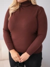 Women's Plus Size viscose sweater with a turtleneck in a classic cut dark brown