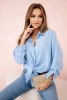 Cotton muslin shirt oversize blue