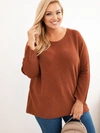 Plus size women's sweater with a boat neckline russet