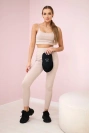 Striped top set with a blouse beige