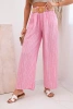 Women's wide-leg striped viscose trousers pink