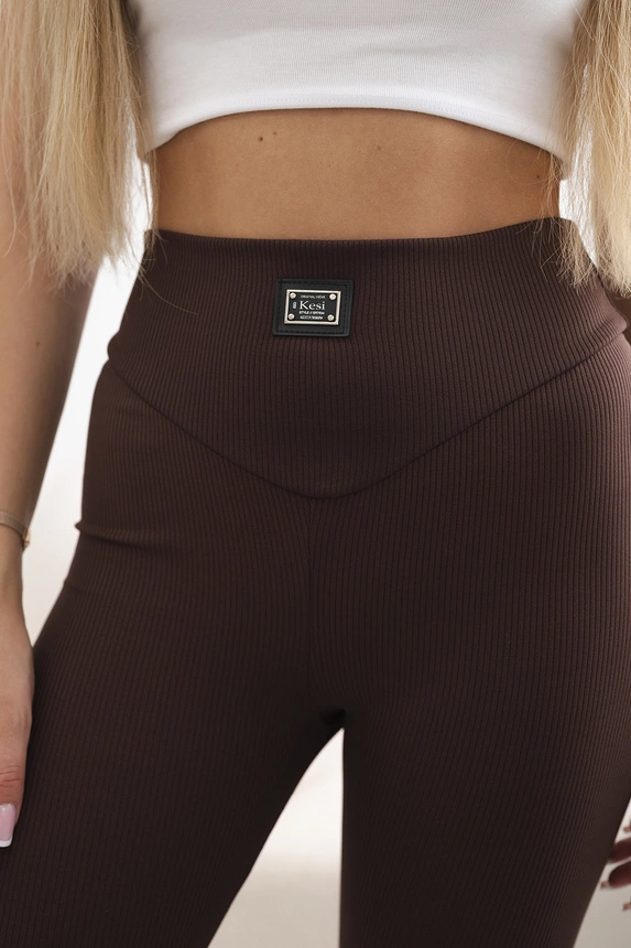 Ribbed leggings brown