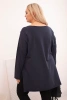 Damenbluse aus Baumwolle Plus Size asymmetrisch mit langen Ärmeln granatowa