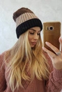 Bojana vilnonė kepurė K265 black+beige+cappuccino