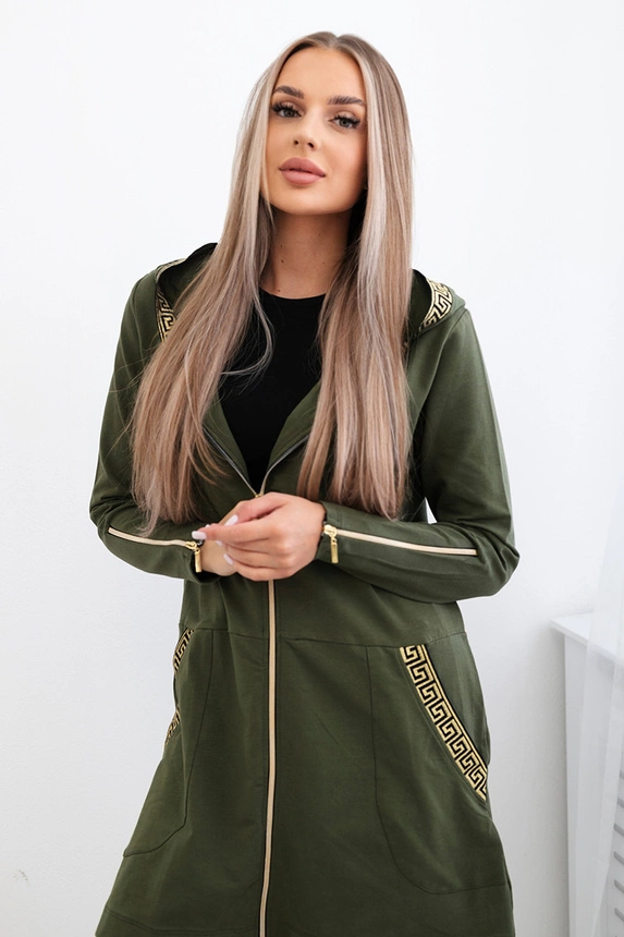 Halenka s ozdobnou khaki páskou