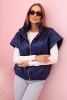 Women's quilted vest with short sleeves and a stand-up collar navy