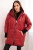 Damen Winterjacke Plus Size gesteppte mit Kapuze bordeaux