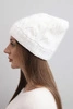 Women's winter wool hat with lace pattern K427 white