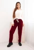 Women's viscose pants with a scarf belt burgundy