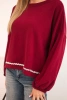 Women's sweatshirt with decorative finishing at the bottom red