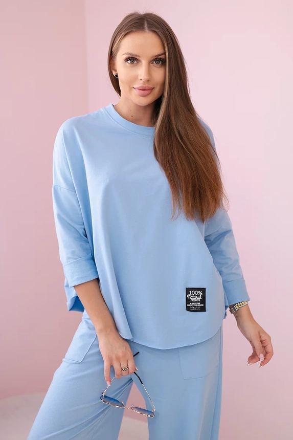 Cotton sweatshirt pants set blue