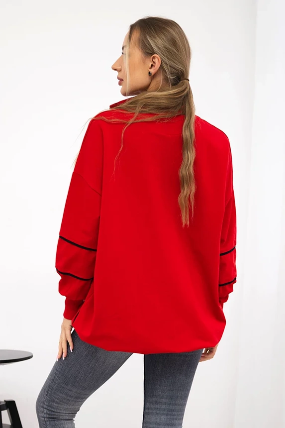 Sweatshirt with zipper and pockets red