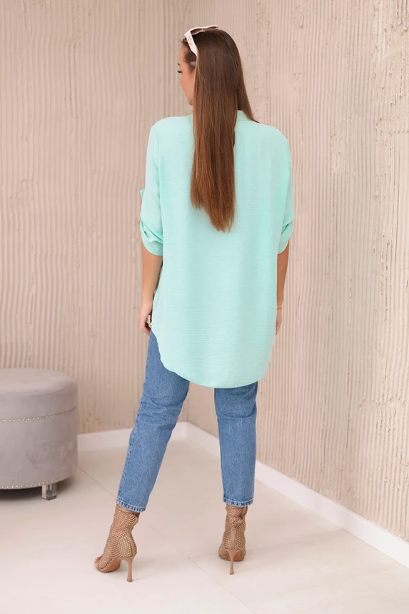 Bluse mit längerem Rücken Minze