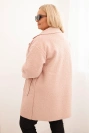 Damenmantel Plus Size Lammfell mit Wolle und Taschen puderrosa