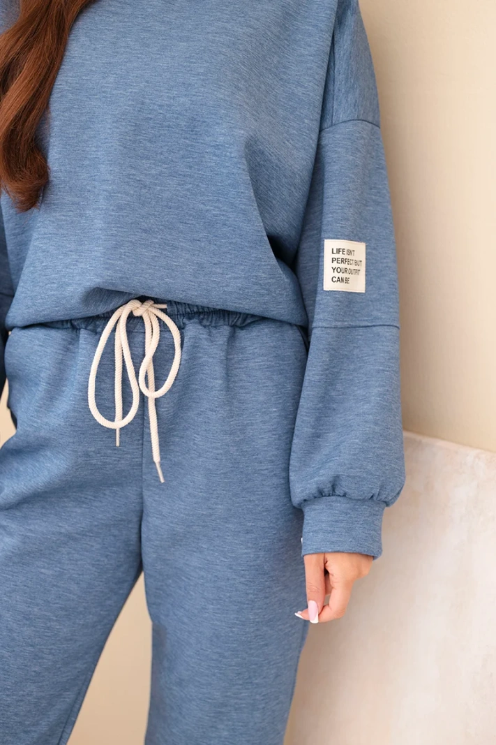 Viskose-Set Sweatshirt + Hose Denim Melange