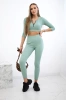 Rebrovaný crop top set tmavá mäta
