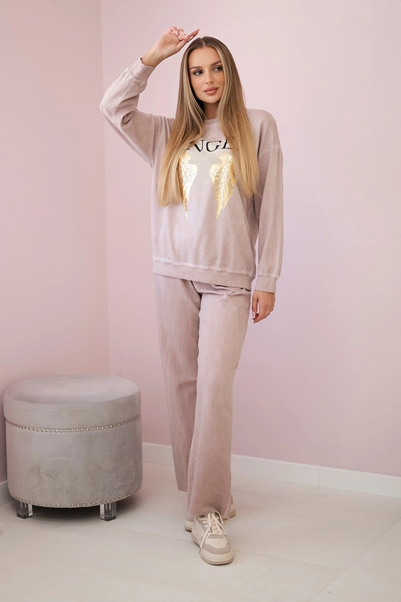 Baumwoll-Set Angel Sweatshirt + Hose puderrosa