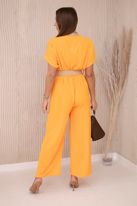 Jumpsuit mit dekorativem Taillengürtel Orange