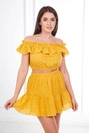 Embroidered set with blouse off-shoulders mustard