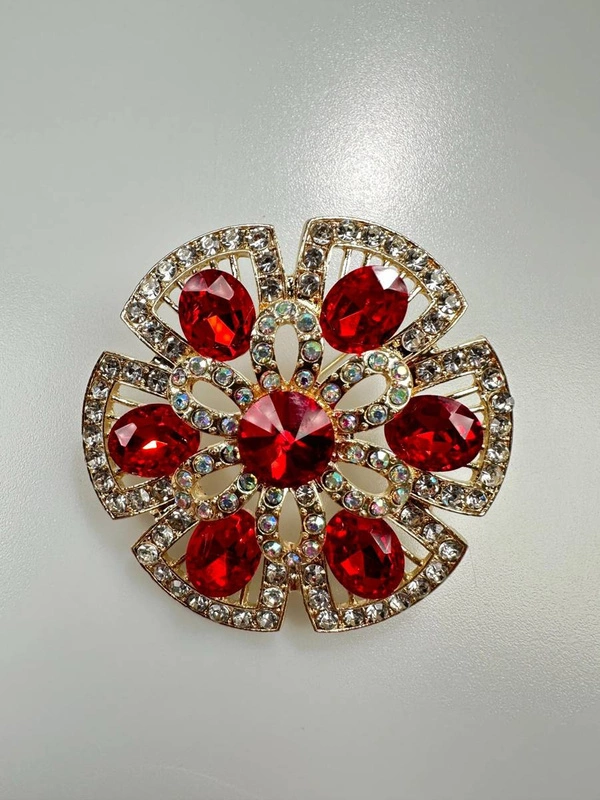 Brosche XZ459-211 gold + rot