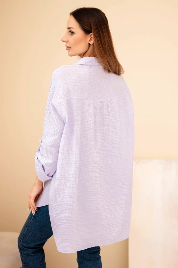 Cotton muslin shirt light purple